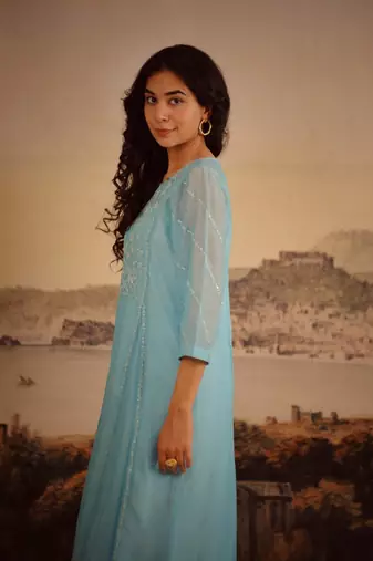 Jodhpur blue kurta and pant set