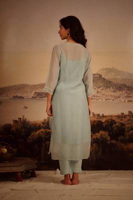 Teal camelia kurta set 3