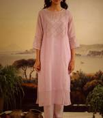 Lavender crossbuti kurta and pant set