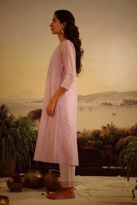 Lavender crossbuti kurta and pant set 3