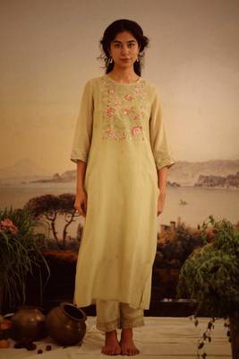 Sage green rose garden kurta set 1