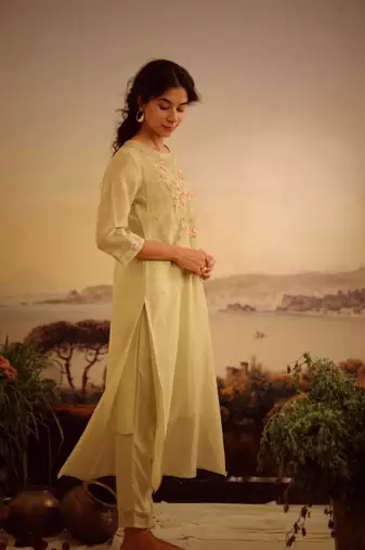 Sage green rose garden kurta set
