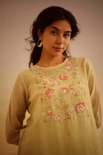 Sage green rose garden kurta set