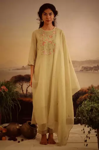 Sage green rose garden kurta set