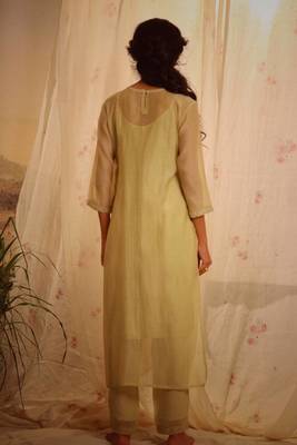 Sage green tonal yoke kurta set 3