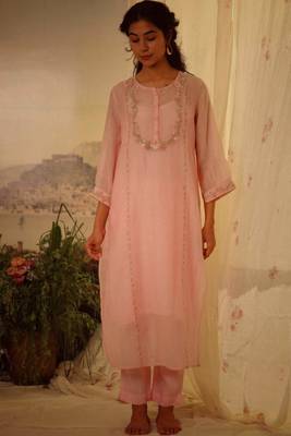 Blush pink camellia kurta set 1