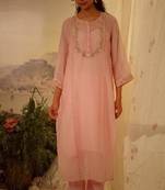 Blush pink camellia kurta set