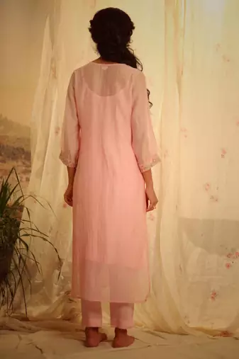Blush pink camellia kurta set
