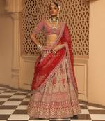 Naazreen - Red Lehenga with Blouse and Dupatta