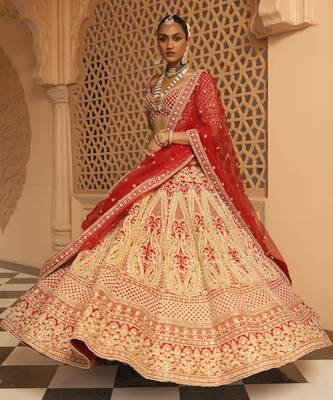 Naazreen - Red Lehenga with Blouse and Dupatta 3
