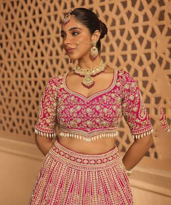 Inaya - Hotpink Lehenga with Blouse and Dupatta 4