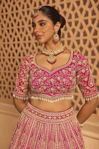 Inaya - Hotpink Lehenga with Blouse and Dupatta