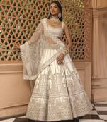 Iqra - Ivory Lehenga with Blouse and Dupatta