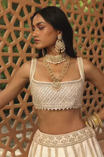 Iqra - Ivory Lehenga with Blouse and Dupatta