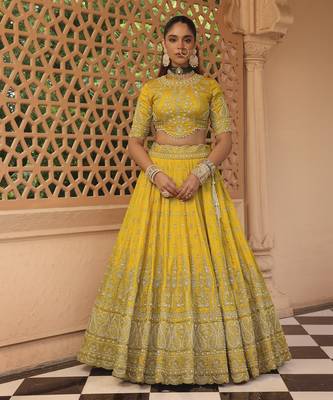 Uzma - Mustard Lehenga with Blouse and Dupatta 2