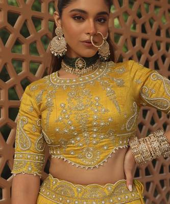 Uzma - Mustard Lehenga with Blouse and Dupatta 3