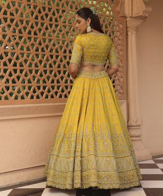Uzma - Mustard Lehenga with Blouse and Dupatta 5