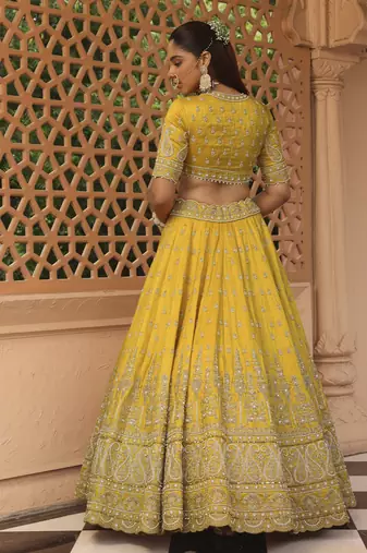 Uzma - Mustard Lehenga with Blouse and Dupatta