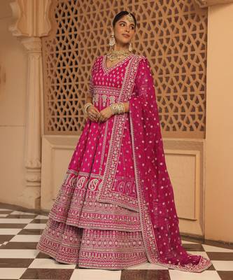 Naila - Hotpink Anarkali with  Lehenga and Dupatta 3