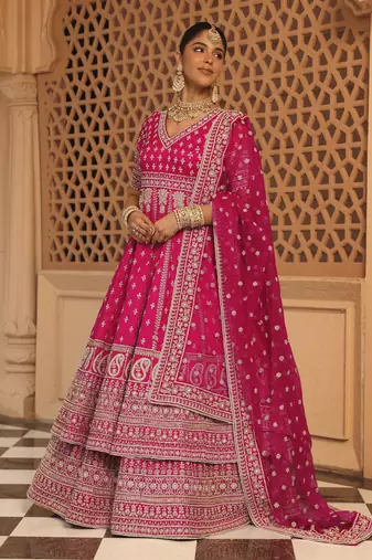 Naila - Hotpink Anarkali with  Lehenga and Dupatta