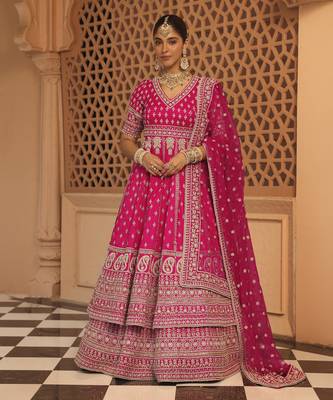 Naila - Hotpink Anarkali with  Lehenga and Dupatta 1