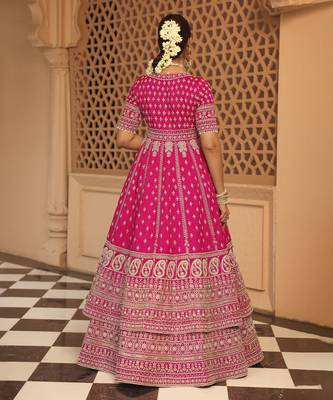Naila - Hotpink Anarkali with  Lehenga and Dupatta 4