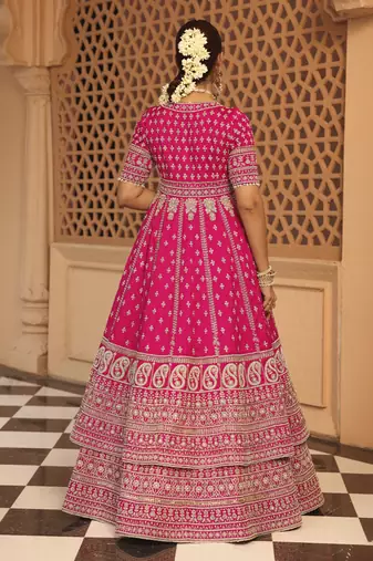 Naila - Hotpink Anarkali with  Lehenga and Dupatta