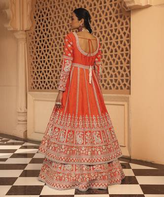 Mariyah - Orange Anarkali with  Lehenga and Dupatta 2