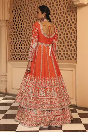 Mariyah - Orange Anarkali with  Lehenga and Dupatta