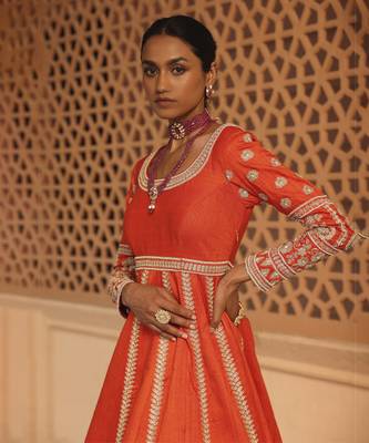 Mariyah - Orange Anarkali with  Lehenga and Dupatta 4