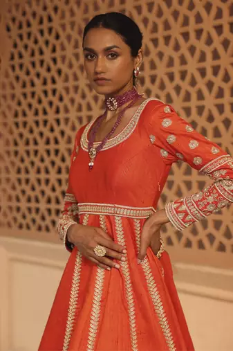 Mariyah - Orange Anarkali with  Lehenga and Dupatta
