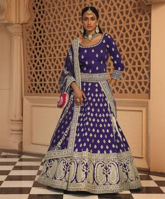 Aasmaa - Purple Lehenga with Choli and Dupatta 1