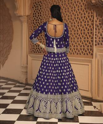 Aasmaa - Purple Lehenga with Choli and Dupatta 2