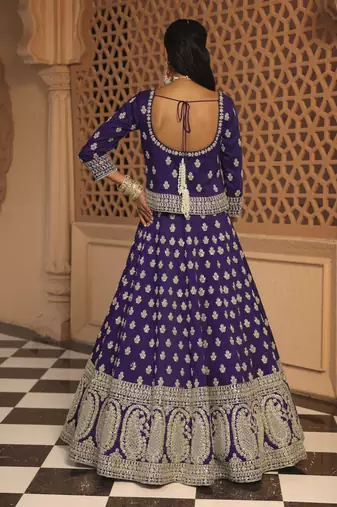 Aasmaa - Purple Lehenga with Choli and Dupatta