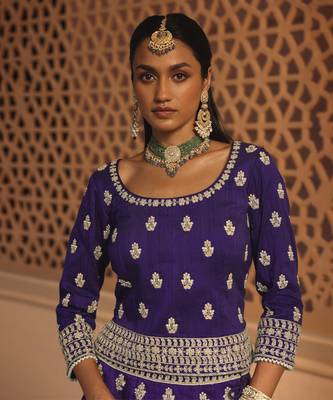 Aasmaa - Purple Lehenga with Choli and Dupatta 3