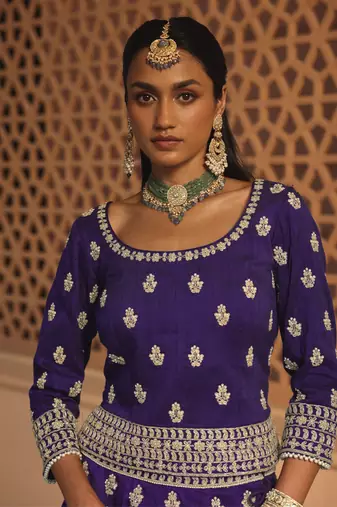 Aasmaa - Purple Lehenga with Choli and Dupatta