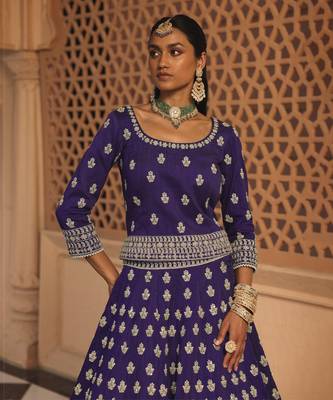 Aasmaa - Purple Lehenga with Choli and Dupatta 4