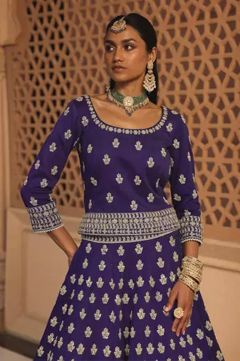 Aasmaa - Purple Lehenga with Choli and Dupatta