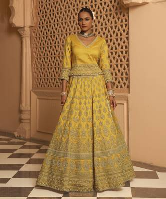 Noorali - Mustard Lehenga with Choli and Dupatta 2