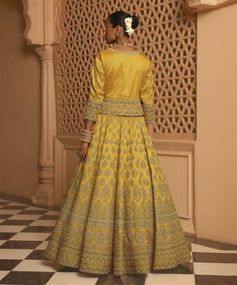 Noorali - Mustard Lehenga with Choli and Dupatta 3