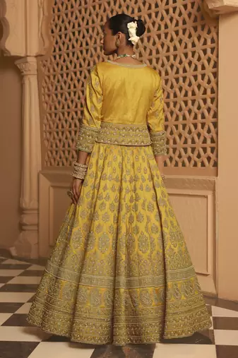 Noorali - Mustard Lehenga with Choli and Dupatta