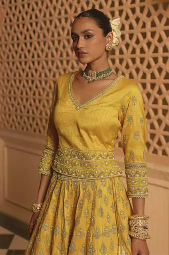Noorali - Mustard Lehenga with Choli and Dupatta
