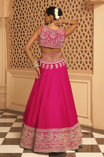 Ilma - Hotpink Lehenga with Blouse and Dupatta
