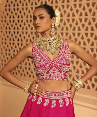 Ilma - Hotpink Lehenga with Blouse and Dupatta 3