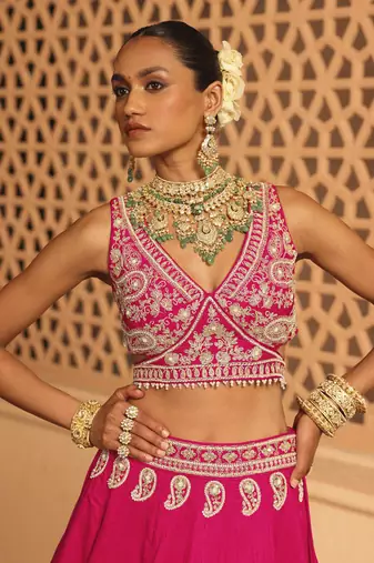 Ilma - Hotpink Lehenga with Blouse and Dupatta