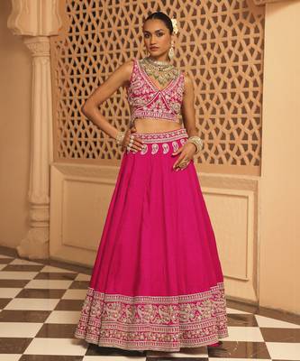 Ilma - Hotpink Lehenga with Blouse and Dupatta 5