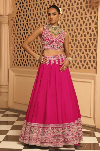 Ilma - Hotpink Lehenga with Blouse and Dupatta
