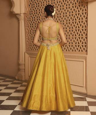 Mazhum - Mustard Lehenga with Blouse and Dupatta 2