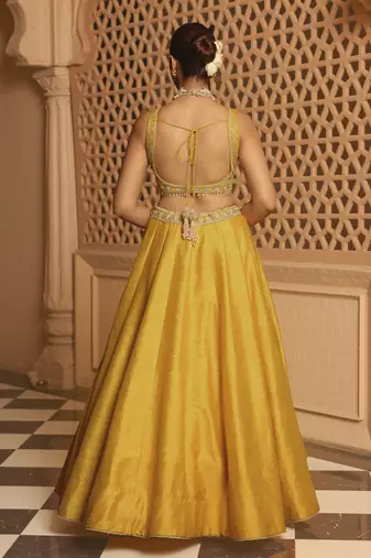 Mazhum - Mustard Lehenga with Blouse and Dupatta