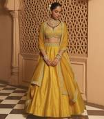 Mazhum - Mustard Lehenga with Blouse and Dupatta